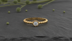 Yellow Gold 10k Solid Gold Lab Grown Diamond Engagement <b>Ring</b> Brilliant Cut Prong Setting <b>CROWN</b> Pattern Classic Unisex Fine - Product Image 3