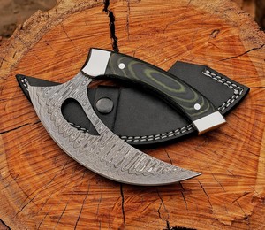 มีดเชฟมืออาชีพ UA Supplies Damascus Steel Alaskan Ulu ด้ามจับ G10 Micarta ทำมือ เป็นมิตรกับสิ่งแวดล้อม ใช้งานได้ทั้งสองมือ ทันสมัย ขายส่ง - Product Image 1