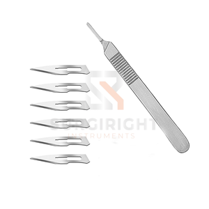 Ensemble d'instruments médicaux stériles : Lame de scalpel chirurgical, manche en acier inoxydable, forceps manuels réutilisables, Classe I, Chirurgical CE - Product Image 1