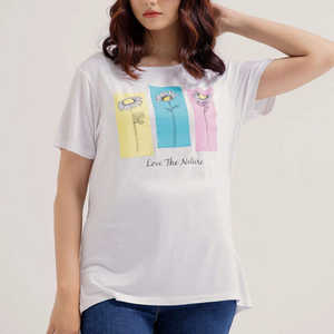 เสื้อยืดคอกลมแขนสั้นสีขาวเนื้อผ้าฝ้าย 100% นุ่มสบาย เป็นมิตรต่อสิ่งแวดล้อม - Product Image 5