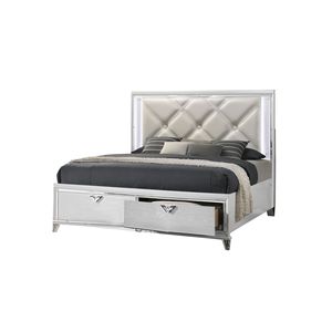Letto King Size Moderno con LED e Maniglie a V, Mobili Imbottiti - Product Image 3