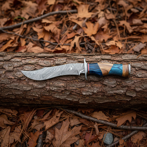 Couteau de camping Bowie personnalisé en acier damas forgé à la main, manche en bois et résine, support OEM DIY, étui tactique en cuir de 17 pouces - Product Image 2