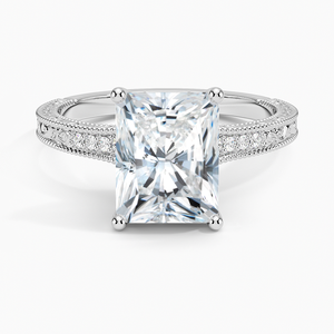 Anillo BOJ 0129 con Corte Radiante, Plata 925, Anillo Solitario de Lujo con Engaste de Puntas Hudson, Diamante de 2ct, Color D, VVS1, Moissanita, Certificado GRA - Product Image 1