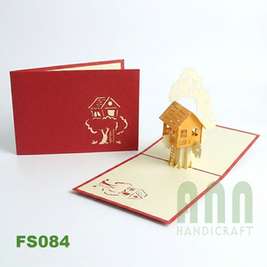 ANN HANDICRAFT Cartes de vœux 3D Pop personnalisées faites à la main 'Maison Arbre Amitié' Carte de remerciement en forme de boîte en papier découpé - Product Image 6