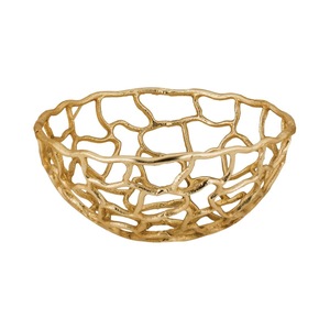Bol à fruits rond en aluminium fait main, finition dorée, pour usage domestique et en restaurant, taille et finition personnalisées disponibles - Product Image 2
