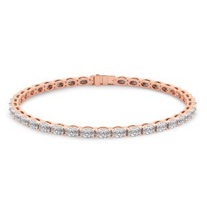 Beautiful 14kt <b>SOLID</b> <b>Gold</b> Rose <b>Gold</b> Aldea Oval Lab Diamond Tennis Bracelet Luxury Fine Jewelry For Women And Girls Wear - Product Image 4