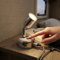 Lampe de lecture 12V pour camping-car avec double port de charge USB, lampe de chevet LED pour camping-car, caravane et bateau