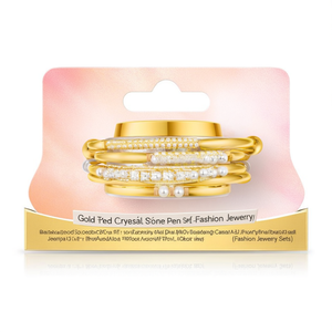 Gold Plated Crystal Stone Pearl <b>Bangle</b> <b>Set</b>-Fashion Jewelry - Product Image 2