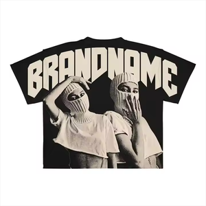 T-shirt imprimé graphique épais, style vintage streetwear, coupe oversize et carrée, personnalisable, t-shirts courts et carrés imprimés - Product Image 5