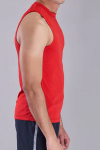 Débardeur de sport tendance 2026 pour homme, blanc, en tissu gaufré 100 % coton, avec logo brodé personnalisé et strass sur le devant - Product Image 6