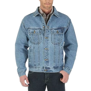 Veste en jean classique pour homme, bleu clair délavé, en coton, décontractée, boutonnée, coupe droite, effet stonewashed, motif uni, écologique, hiver - Product Image 5