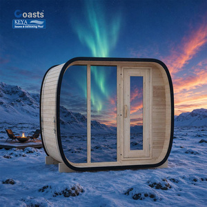 Sauna de jardin Côte d'Azur en cèdre rouge CE Smart WiFi 230V, forme cubique arrondie, double <span class=keywords><strong>chauffage</strong></span>, DDP France, pour hôtel de charme - Product Image 1