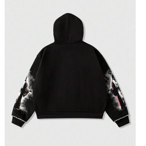 Sweat-shirts à capuche zippés personnalisés roses avec motif graphique pour hommes, style Y2K, motif ange, coupe oversize, haute qualité, épais, streetwear, vente en gros - Product Image 6