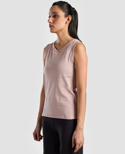 Camisetas sin mangas cortas 100% algodón para mujer, tejido transpirable, ecológico, con logo frontal, para gimnasio y deportes, venta al por mayor 2026, MOQ bajo - Product Image 2