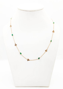Collar con Esmeralda Natural y Diamantes en Oro Amarillo Sólido de 18K, con Engaste de Gema Verde y Racimo de Diamantes, Piedra de Nacimiento de Mayo - Product Image 2