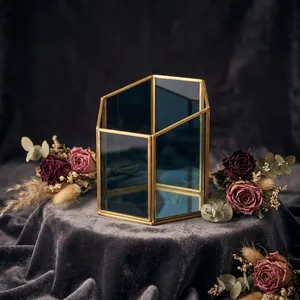 Artisan Design Geometric Brass <b>Lantern</b> With <b>Black</b> Glass Panels Home Decoration Durable Metal Candle Holder votive - Product Image 4