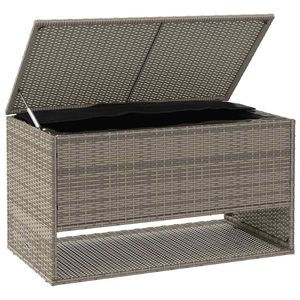 Grey PE Rattan <b>Cushion</b> Box Powder-Coated Steel Polyester Stylish <b>Storage</b> Solution - Product Image 3