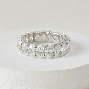 Anillo de Eternidad de Moissanita de Lujo con Corte Redondo, Banda Completa Brillante, Elegante Anillo de Boda, Regalo de Joyería para Mujer, Brillo Deslumbrante - Product Image 1