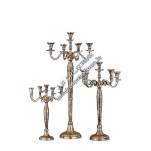 Candelabro de Aluminio Hecho a Mano de Lujo para Decoración de Bodas, Portavelas de 5 Brazos con Acabado en Níquel, Portátil, con Grabado en Relieve - Product Image 1