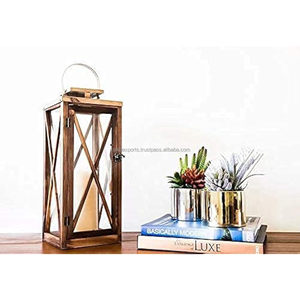 Top Quality Elegant Wooden <b>Candle</b> <b>Lantern</b> with Stainless Top and Glass Panes Perfect for Indoor and Outdoor Decor - Product Image 1