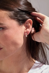 1.50 Carat Lab-Grown Diamond Drop Earrings_ 14K Yellow Gold Pear & Round - Product Image 2