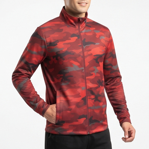 Full Zip Outdoor Track Jacket Men Breathable Sportswear Track Jackets Men's Red <b>Camouflage</b> Zip-Up Racer Jacket - Product Image 2