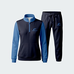 2026 New Design Solid Casual Regular Fit Full Sleeve Lightweight Breathable Winter Wear <b>Women's</b> <b>Quarter</b> Zipper Tracksuit Set - Product Image 6