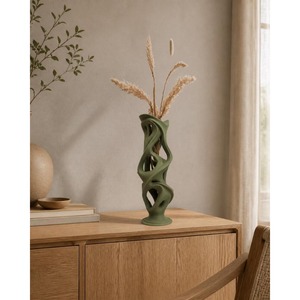 Jarrón de Cerámica para Mesa, Estilo Bohemio, Verde Mate, Hecho a Mano, de 8-16 Pulgadas, Decoración con Flores Secas, Más Vendido - Product Image 4