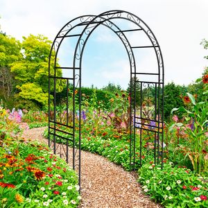 Arche de jardin en métal noir pour plantes grimpantes, support pour roses L59 x L17.71 x H90.55, treillis et portail d'extérieur - Product Image 2