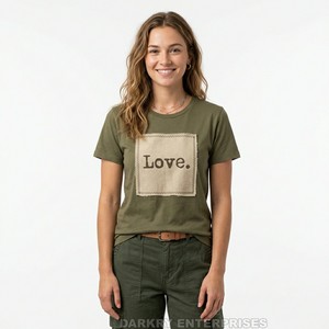 Custom <b>Aesthetic</b> Women Mint Green T Shirt Sustainable Cotton Graphic Tee Heart Print Streetwear Ladies <b>Top</b> Manufacturer - Product Image 6