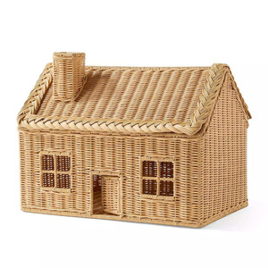 Graceful Rattan House Storage <b>Basket</b> Woven Organizer Box Decorative Toy Storage For Nursery Room Rustic Style Natural Material - Product Image 3