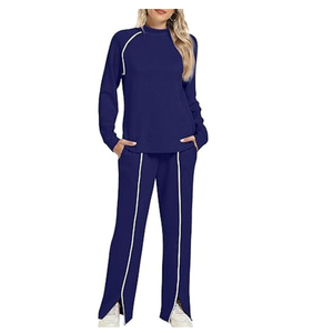 Ensembles de survêtements pour femmes, tenues d'automne 2 pièces avec pantalon large, ensemble assorti haut et bas, vêtements confortables pour femmes pour l'extérieur - Product Image 6