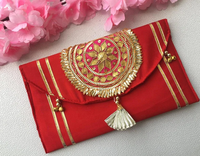 Dompet buatan tangan India ramah lingkungan Gota Pati untuk kerja mewah desain amplop pernikahan dompet hadiah buatan tangan dompet pernikahan amplop