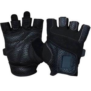 Gants de musculation en cuir de performance Elite avec longs sangles de compression pour les poignets, protections de mains de fitness robustes et avancées - Product Image 5
