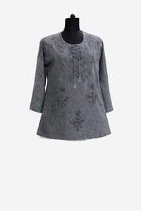 Haut brodé en viscose pour femme, vêtements de plage décontractés à manches longues - Product Image 2