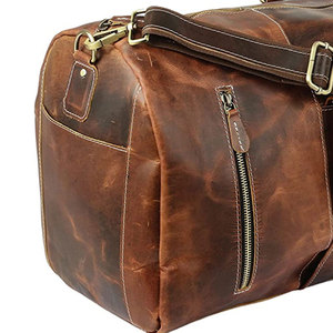 Bolsa de Viaje Ligera de Cuero de Grano Completo Premium, Forro de Poliéster, Cierre de Cremallera, Gran Capacidad, para Fin de Semana o Gimnasio - Product Image 5