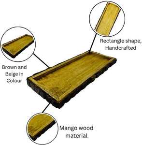 Bandeja Rectangular Minimalista de Madera Maciza Hecha a Mano para Servir Comida, Bebidas, Café, Té, Desayuno, para el Hogar, Cocina, Restaurante - Product Image 6