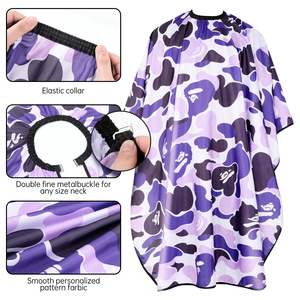 Cape de coiffure camouflage violette, résistante à l'eau, en polyester recyclable, légère, pour usage professionnel en salon (taille adulte) - Product Image 6