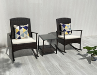 Meilleure Vente : Ensemble Fauteuils à Bascule Modernes, Premium, Durables et Confortables avec Table Basse KD et Coussins – Idéal Salon, Jardin, Extérieur, Terrasse