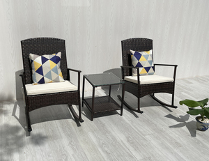 Best Seller Modern Premium Durable Comfortable Rocking Chair Set KD Coffee <b>Table</b> Cushions Living Room <b>Garden</b> Outdoor Patio Made - Product Image 3