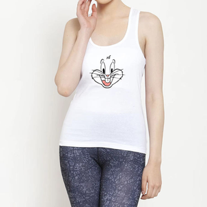 Camiseta sin mangas sexy personalizada para mujer, de punto acanalado, ajustada, estilo camisola, espalda descubierta, con tirantes finos, chaleco exterior, hecha en Bangladesh. - Product Image 2