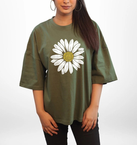 Ropa de Mujer, Camisetas 100% Algodón, 240 GSM, Estampado Gráfico DTF, Venta al Por Mayor, Fabricación OEM, Cuello Redondo, Hombros Caídos, Talla Grande - Product Image 3