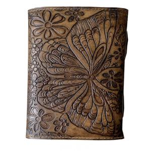 Handmade Genuine Leather <b>Journal</b> Vintage Butterfly Flower Embossed Deckle Edge Paper <b>Writing</b> Diary Office Notebook & Sketch Book - Product Image 6