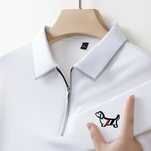 Pull en jersey à col zippé pour homme, manches longues, motif dessin animé brodé, mode printemps, tenue décontractée et professionnelle - Product Image 2