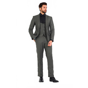 <b>Men's</b> Navy Blue Breathable Polyester Tuxedo Suit <b>Black</b> Lapels Single Breasted Vest Bow <b>Tie</b> British Style Formal Wear for Adults - Product Image 4