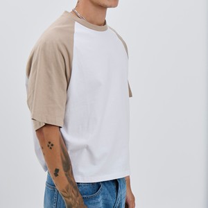 T-shirts pour hommes à coupe ample, manches raglan, couleurs claires, col rond, respirants, 100% coton, impression numérique, OEM - Product Image 6