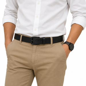 Cinturón Casual de Cuero Genuino Premium para Hombre, Hebilla Negra de 40 mm, Uso Diario, Marrón, Bronceado, Azul, Negro - Product Image 5