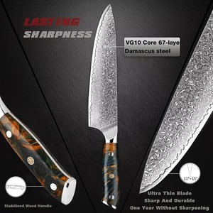 Juego de 7 Cuchillos Profesionales de Acero Damasco Estilo Japonés con Mango de Madera para Cocina, Camping y Uso General - Product Image 5