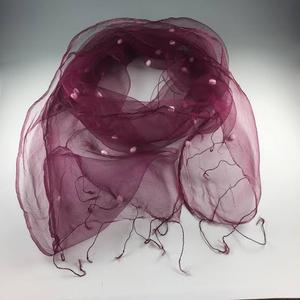 Pañuelo de Organza Jacquard de Seda Fina 100% Pura, Elegante, Largo, con Diseño de Puntos Morados, para Mujer, Primavera, Accesorio de Moda, Suave al Tacto - Product Image 1