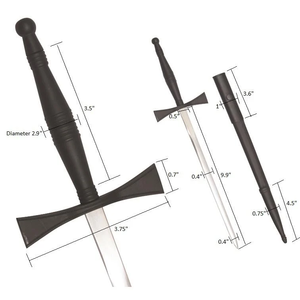 Épée décorative de collection en métal moulé sous pression avec poignée et fourreau noirs, imitation antique pour Halloween - Product Image 5